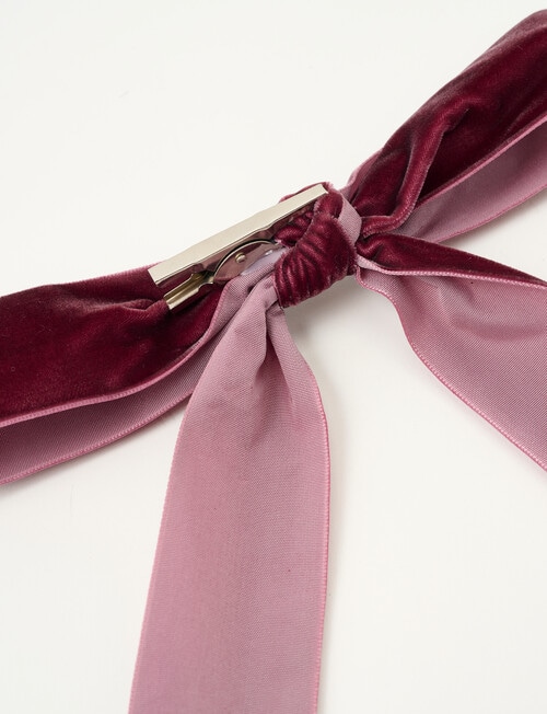Christmas Shop Velvet Ribbon Bow Clip, Berry product photo View 03 L