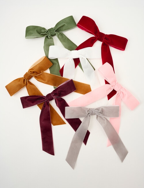 Christmas Shop Velvet Ribbon Bow Clip, Berry product photo View 04 L