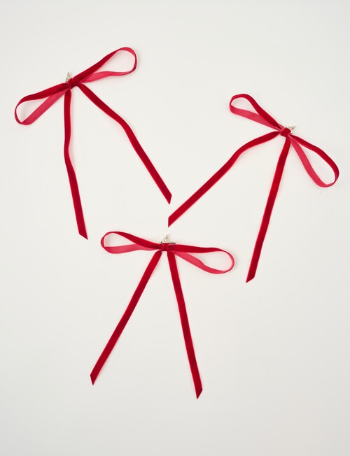 Christmas Shop Mini Bow Clips, Set of 3, Ruby product photo
