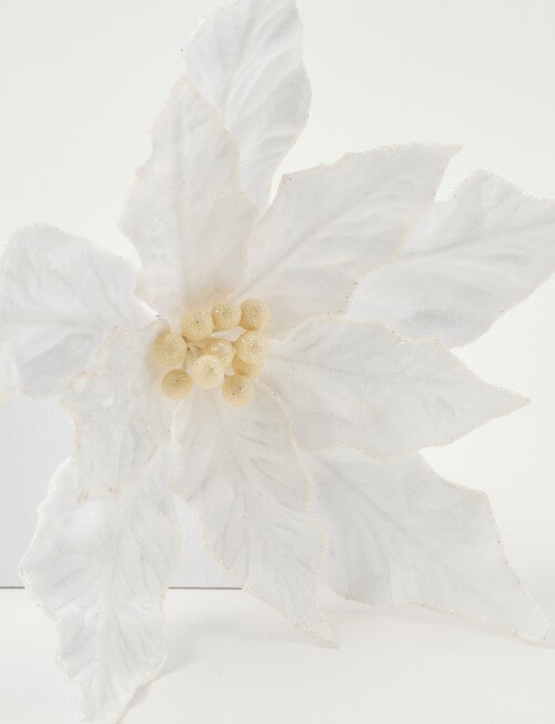 Christmas Shop Velvet Poinsettia Clip, Snow product photo View 02 L