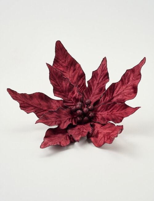 Christmas Shop Velvet Poinsettia Clip, Berry product photo