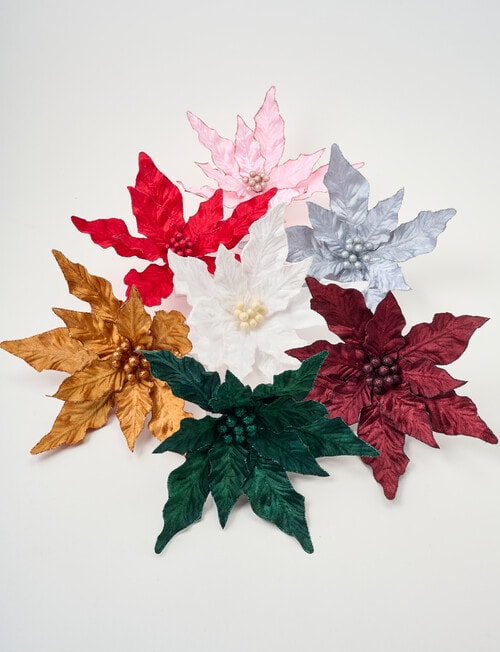 Christmas Shop Velvet Poinsettia Clip, Berry product photo View 04 L