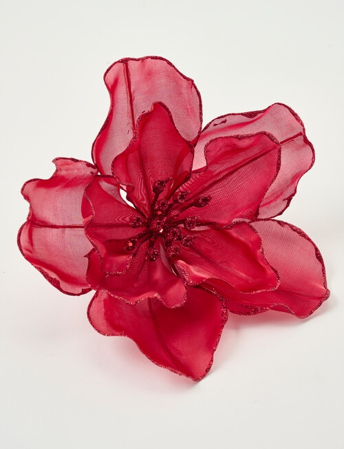 Christmas Shop Sheer Peony Clip, Ruby product photo