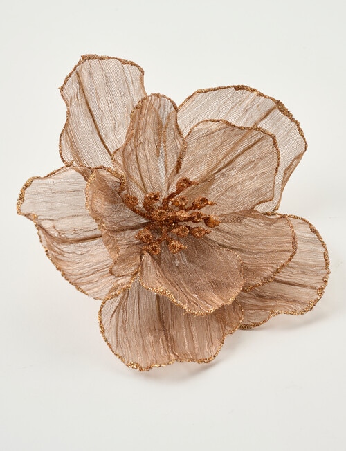 Christmas Shop Sheer Peony Clip, Gold Tone product photo
