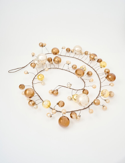 Christmas Shop Bauble Garland, Gold Tone product photo