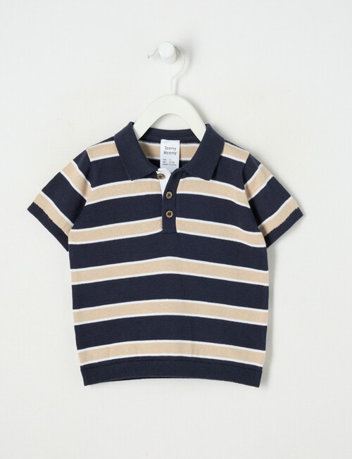 Teeny Weeny All Dressed Up Knit Short Sleeve Polo Shirt, Navy product photo