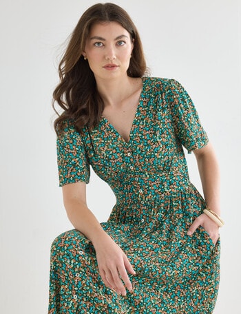 Whistle Ditsy Floral Tea Dress, Blue Lagoon product photo