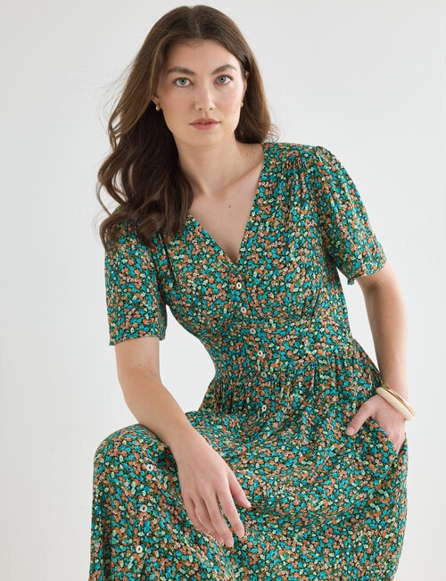 Whistle Ditsy Floral Tea Dress, Blue Lagoon product photo