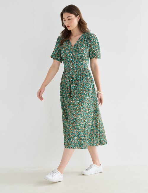 Whistle Ditsy Floral Tea Dress, Blue Lagoon product photo View 03 L