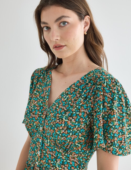 Whistle Ditsy Floral Tea Dress, Blue Lagoon product photo View 04 L