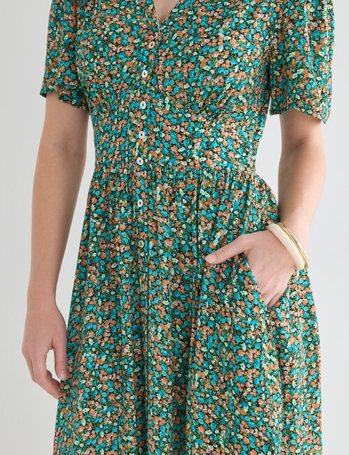 Whistle Ditsy Floral Tea Dress, Blue Lagoon product photo View 05 L