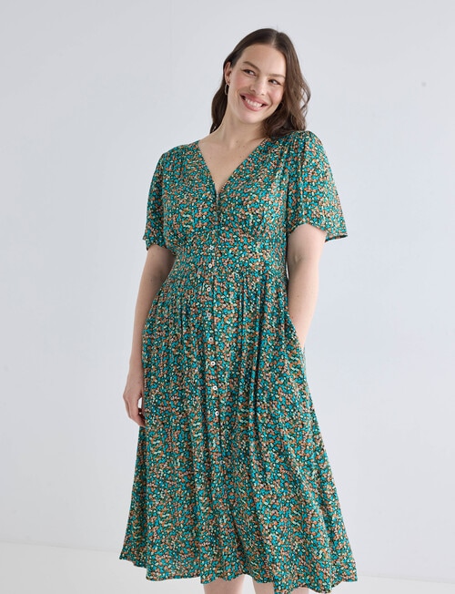 Whistle Ditsy Floral Tea Dress, Blue Lagoon product photo View 13 L