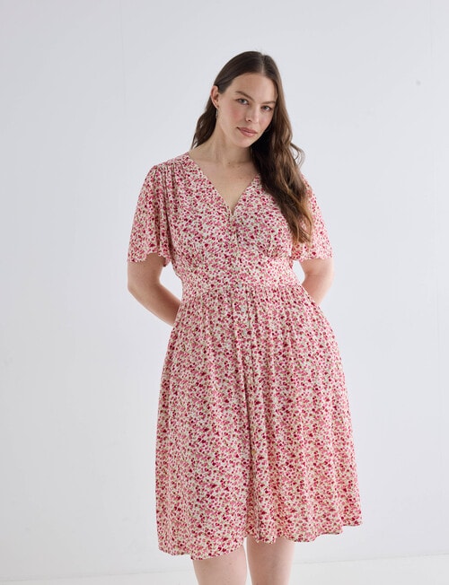 Whistle Vintage Floral Tea Dress, l Shorter Length, Pink product photo View 13 L