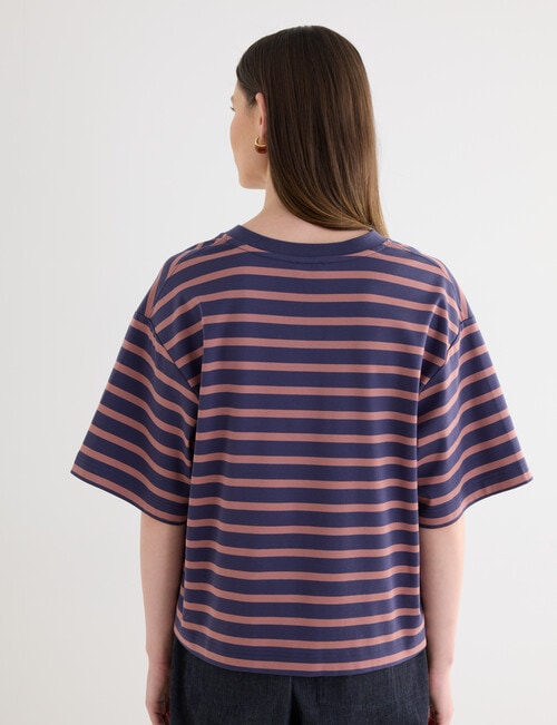 Jigsaw Amplify V-Neck Short Sleeve Tee, Biro Mocha Stripe product photo View 02 L