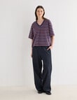 Jigsaw Amplify V-Neck Short Sleeve Tee, Biro Mocha Stripe product photo View 03 S