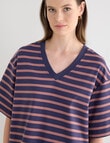 Jigsaw Amplify V-Neck Short Sleeve Tee, Biro Mocha Stripe product photo View 04 S