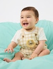 Little Bundle Lions Roar Check Shortall, Tee, & Bucket Hat Set, 3-Piece, Yellow product photo