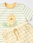 Little Bundle Lions Roar Check Tee & Short Set, 2-Piece, Green & Yellow product photo View 02 S