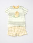 Little Bundle Lions Roar Check Tee & Short Set, 2-Piece, Green & Yellow product photo View 03 S