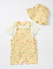 Little Bundle Lions Roar Shortall, Tee, & Bucket Hat Set, 3-Piece, Yellow & Green product photo