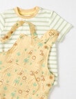 Little Bundle Lions Roar Shortall, Tee, & Bucket Hat Set, 3-Piece, Yellow & Green product photo View 02 S