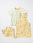 Little Bundle Lions Roar Shortall, Tee, & Bucket Hat Set, 3-Piece, Yellow & Green product photo View 03 S