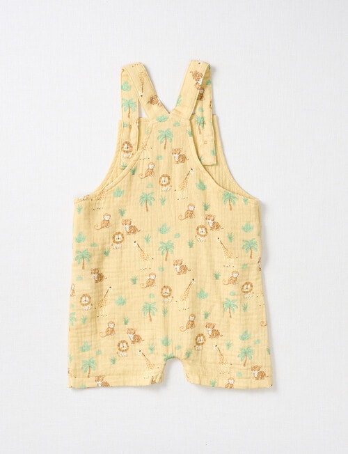 Little Bundle Lions Roar Shortall, Tee, & Bucket Hat Set, 3-Piece, Yellow & Green product photo View 04 L