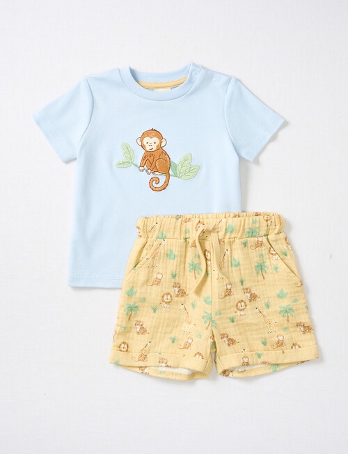 Little Bundle Lions Roar Tee & Short Set, 2-Piece, Blue & Yellow product photo