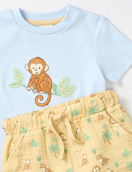 Little Bundle Lions Roar Tee & Short Set, 2-Piece, Blue & Yellow product photo View 02 L