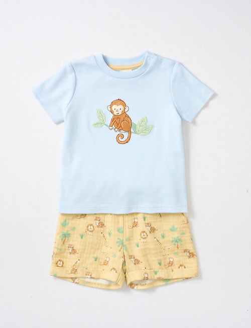 Little Bundle Lions Roar Tee & Short Set, 2-Piece, Blue & Yellow product photo View 03 L