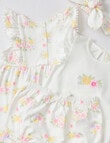 Little Bundle Flower Party Dress Set, 3-Piece, White product photo View 02 S