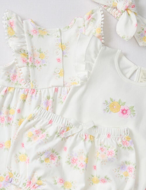 Little Bundle Flower Party Dress Set, 3-Piece, White product photo View 02 L