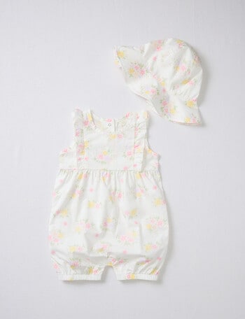 Little Bundle Flower Party Romper Set, 2-Piece, White product photo