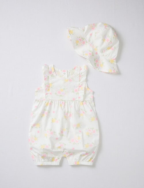 Little Bundle Flower Party Romper Set, 2-Piece, White product photo