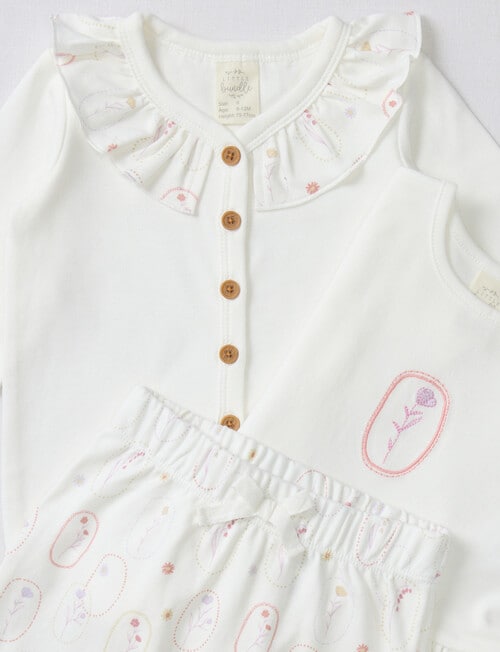 Little Bundle Flower Party Clothing Set, 3-Piece, White product photo View 02 L
