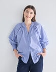 Whistle Ruffle Raglan Shirt, Stripe Blue & White product photo