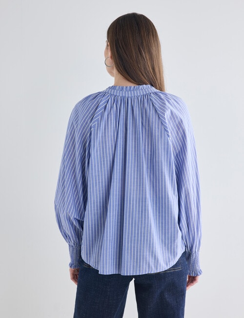 Whistle Ruffle Raglan Shirt, Stripe Blue & White product photo View 02 L