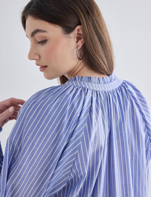 Whistle Ruffle Raglan Shirt, Stripe Blue & White product photo View 06 L