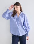 Whistle Ruffle Raglan Shirt, Stripe Blue & White product photo View 07 S