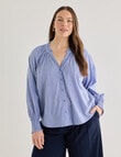 Whistle Ruffle Raglan Shirt, Stripe Blue & White product photo View 12 S
