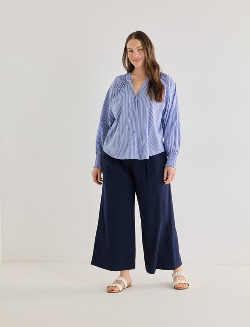 Whistle Ruffle Raglan Shirt, Stripe Blue & White product photo View 13 L