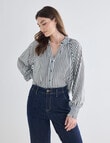 Whistle Ruffle Raglan Shirt, Stripe Seafoam & White product photo