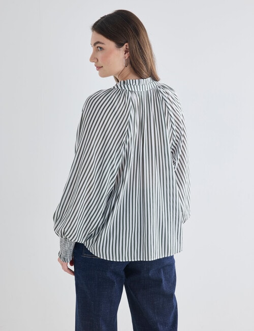 Whistle Ruffle Raglan Shirt, Stripe Seafoam & White product photo View 02 L