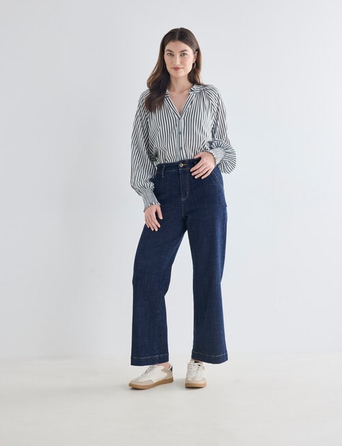 Whistle Ruffle Raglan Shirt, Stripe Seafoam & White product photo View 03 L