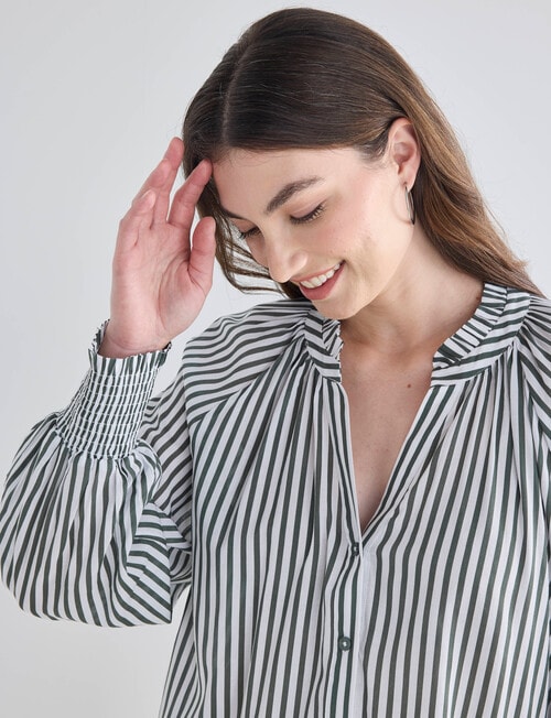 Whistle Ruffle Raglan Shirt, Stripe Seafoam & White product photo View 05 L