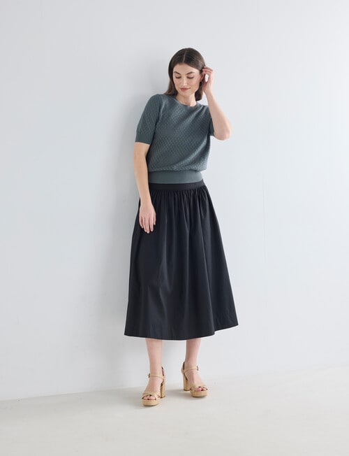 Whistle Basque Waist Skirt, Black product photo View 03 L