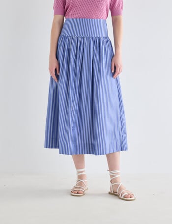 Whistle Basque Waist Skirt Stripe, Blue Stripe product photo