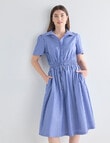 Whistle Short Sleeve Shirt Dress, Stripe Blue & White product photo