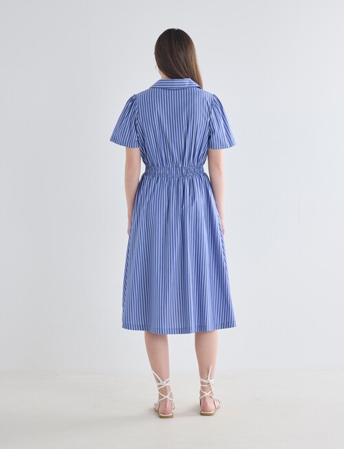 Whistle Short Sleeve Shirt Dress, Stripe Blue & White product photo View 02 L