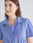 Whistle Short Sleeve Shirt Dress, Stripe Blue & White product photo View 04 S